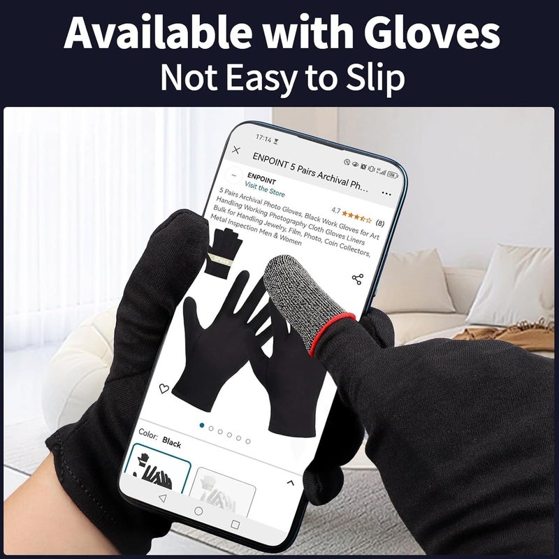 ENPOINT 10 Pack Black Finger Sleeve for Gaming, Thumb Covers, Dedales Gamer Profesionales Thumb Sleeves Mobile Gaming Call of Duty Mobile PUBG Mobile Games Finger Covers, Mobile Gaming Accessories - Image 5